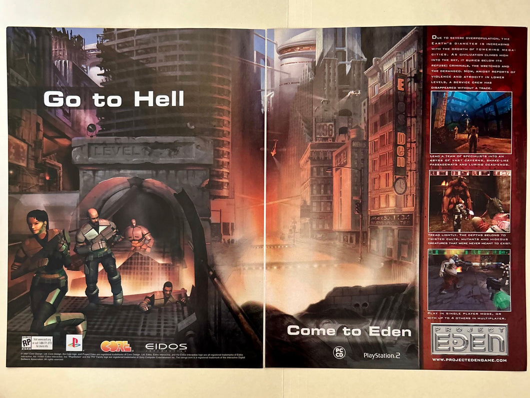 Project Eden - PS2 - Original Vintage Advertisement - Print Ads - Laminated A3 Poster