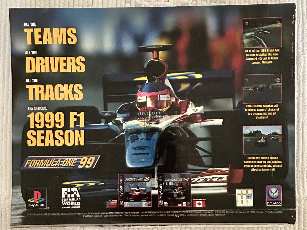 Formula One ‘99 - PlayStation - Original Vintage Advertisement - Print Ads - Laminated A4 Poster