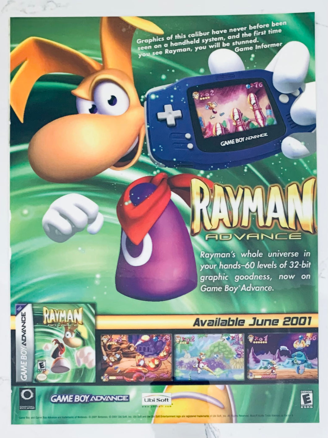 Rayman Advance - GBA - Original Vintage Advertisement - Print Ads - Laminated A4 Poster