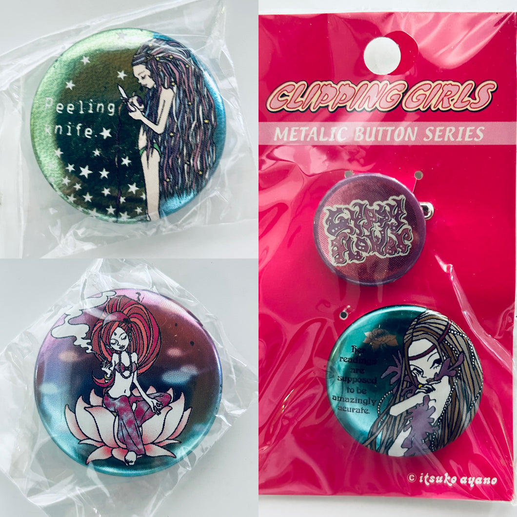 Itsuko Ayano - Original Can Badge Set - Clipping Girls Metallic Button Series