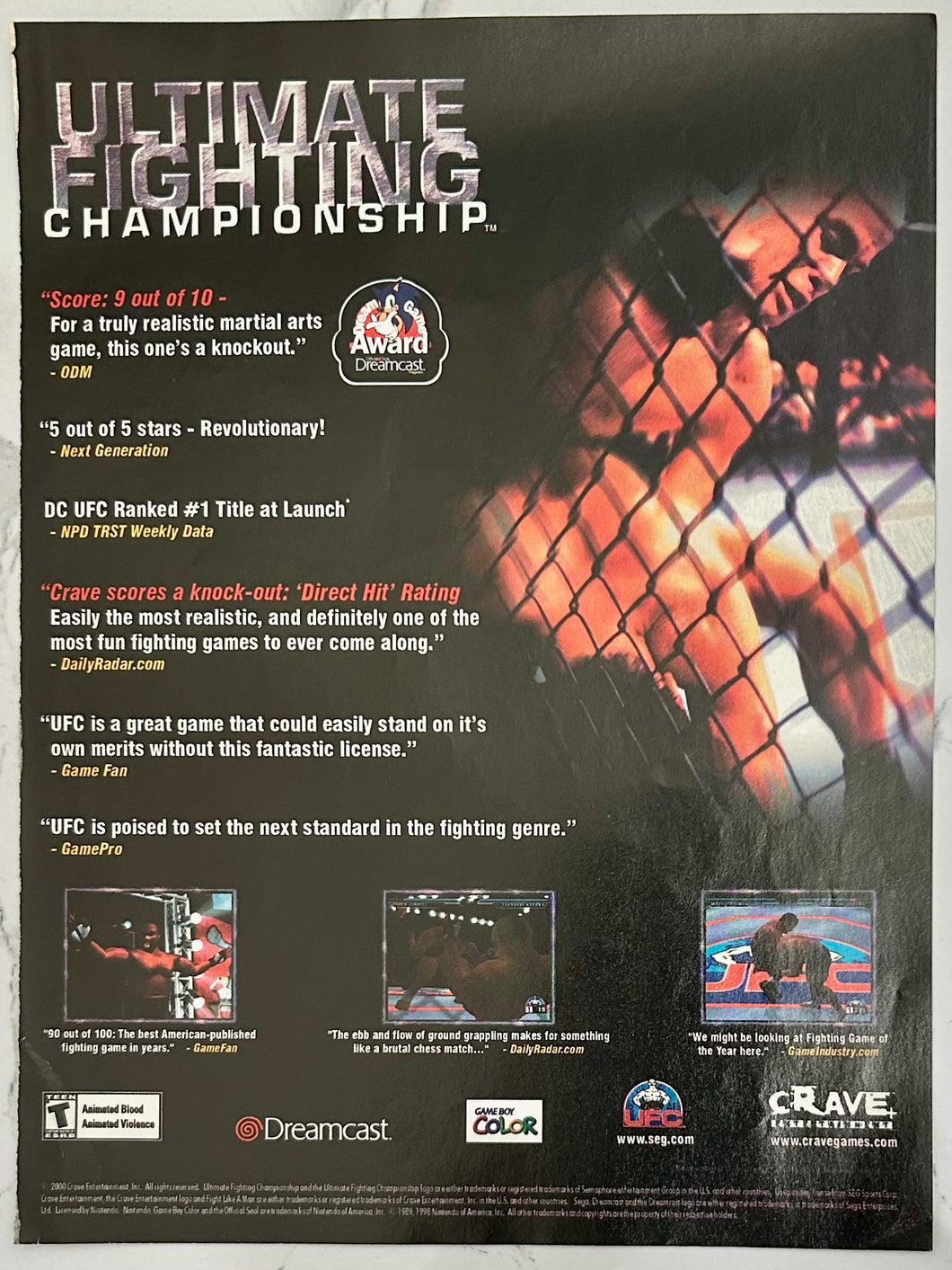 Ultimate Fighting Championship - Dreamcast GBC - Original Vintage Advertisement - Print Ads - Laminated A4 Poster