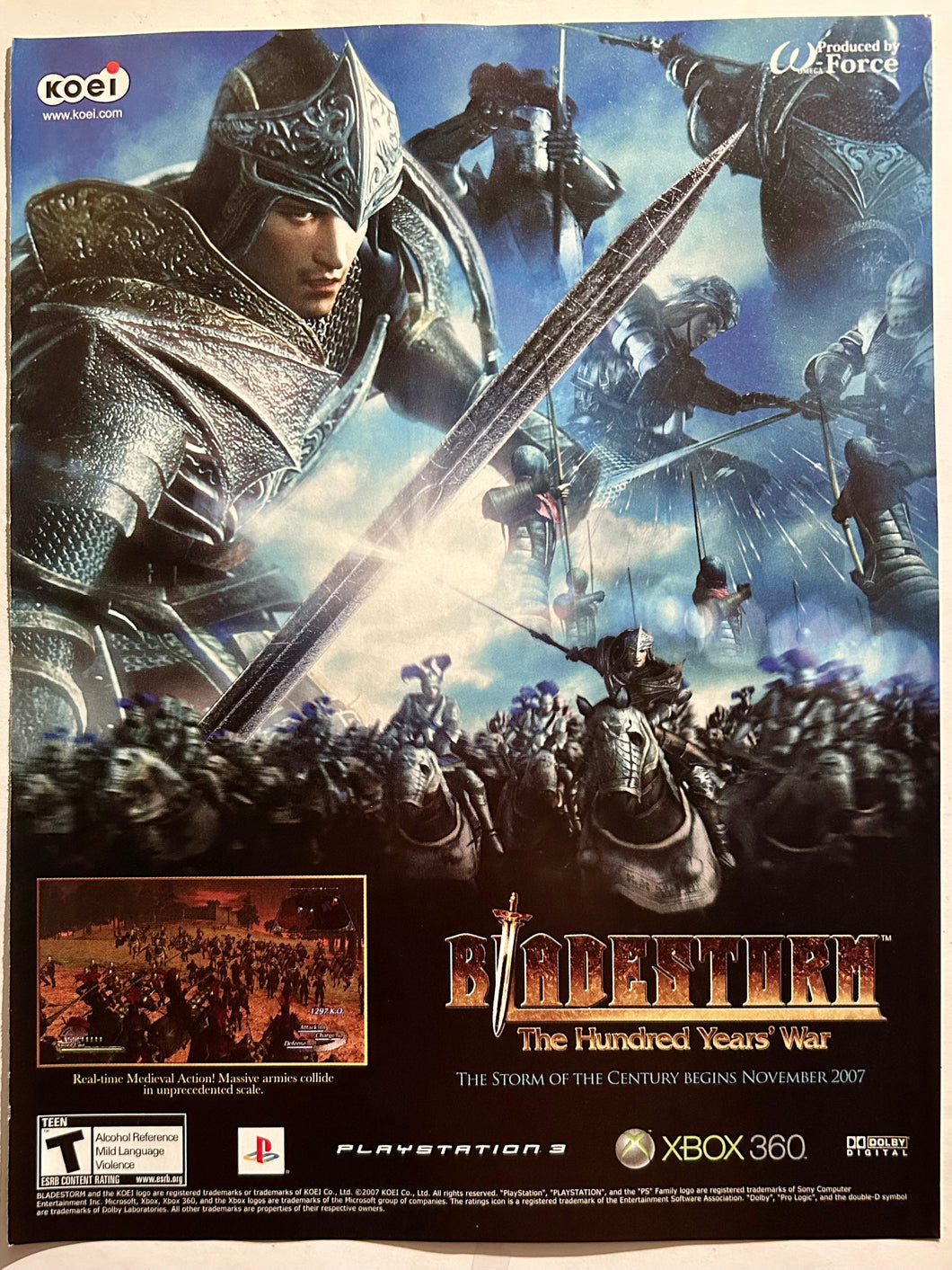 Bladestorm: The Hundred Years' War - PS3 Xbox 360 - Original Vintage Advertisement - Print Ads - Laminated A4 Poster