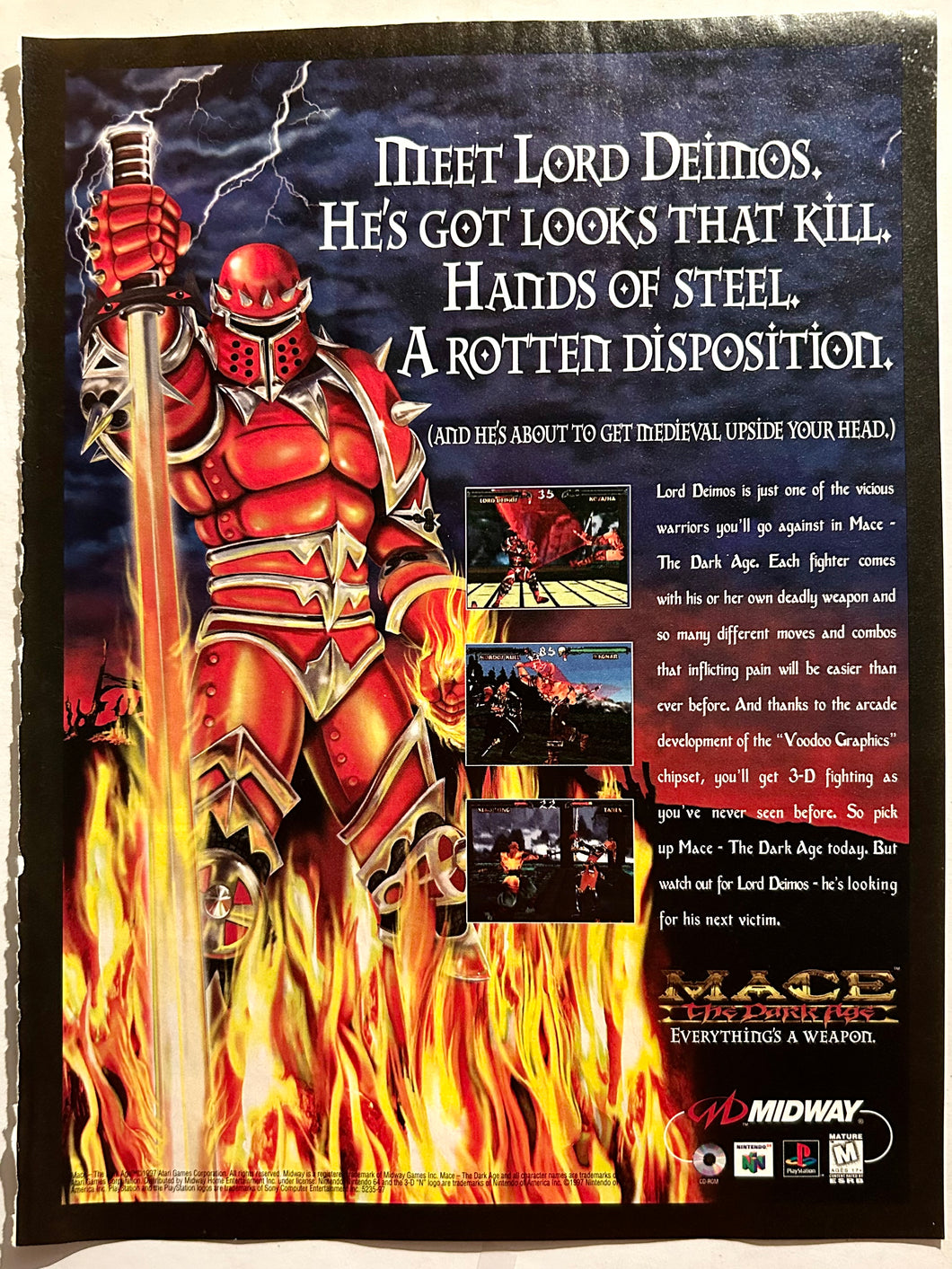 Mace: The Dark Age - PlayStation N64 - Original Vintage Advertisement - Print Ads - Laminated A4 Poster