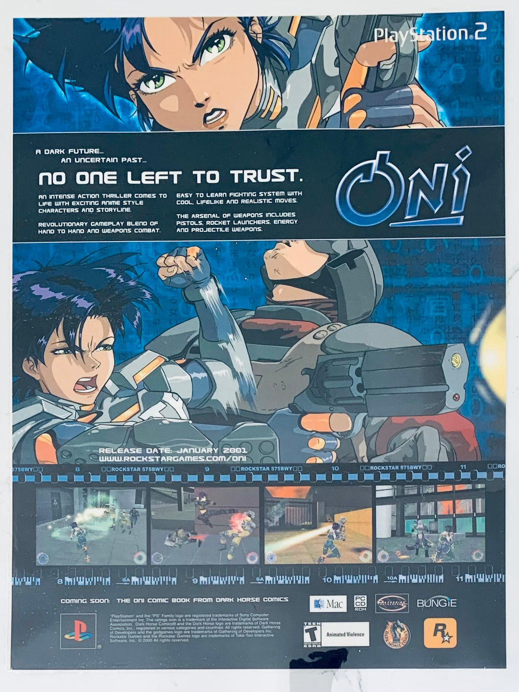 Oni - PS2 - Original Vintage Advertisement - Print Ads - Laminated A4 Poster