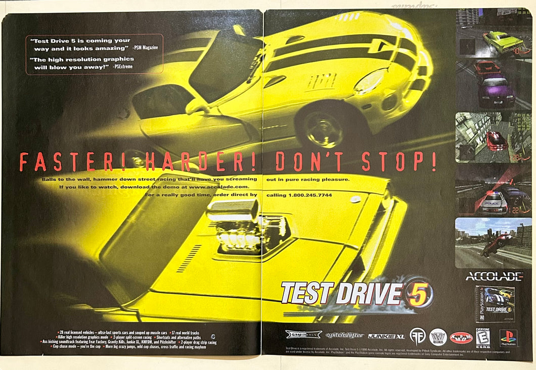 Test Drive 5 - PlayStation - Original Vintage Advertisement - Print Ads - Laminated A3 Poster