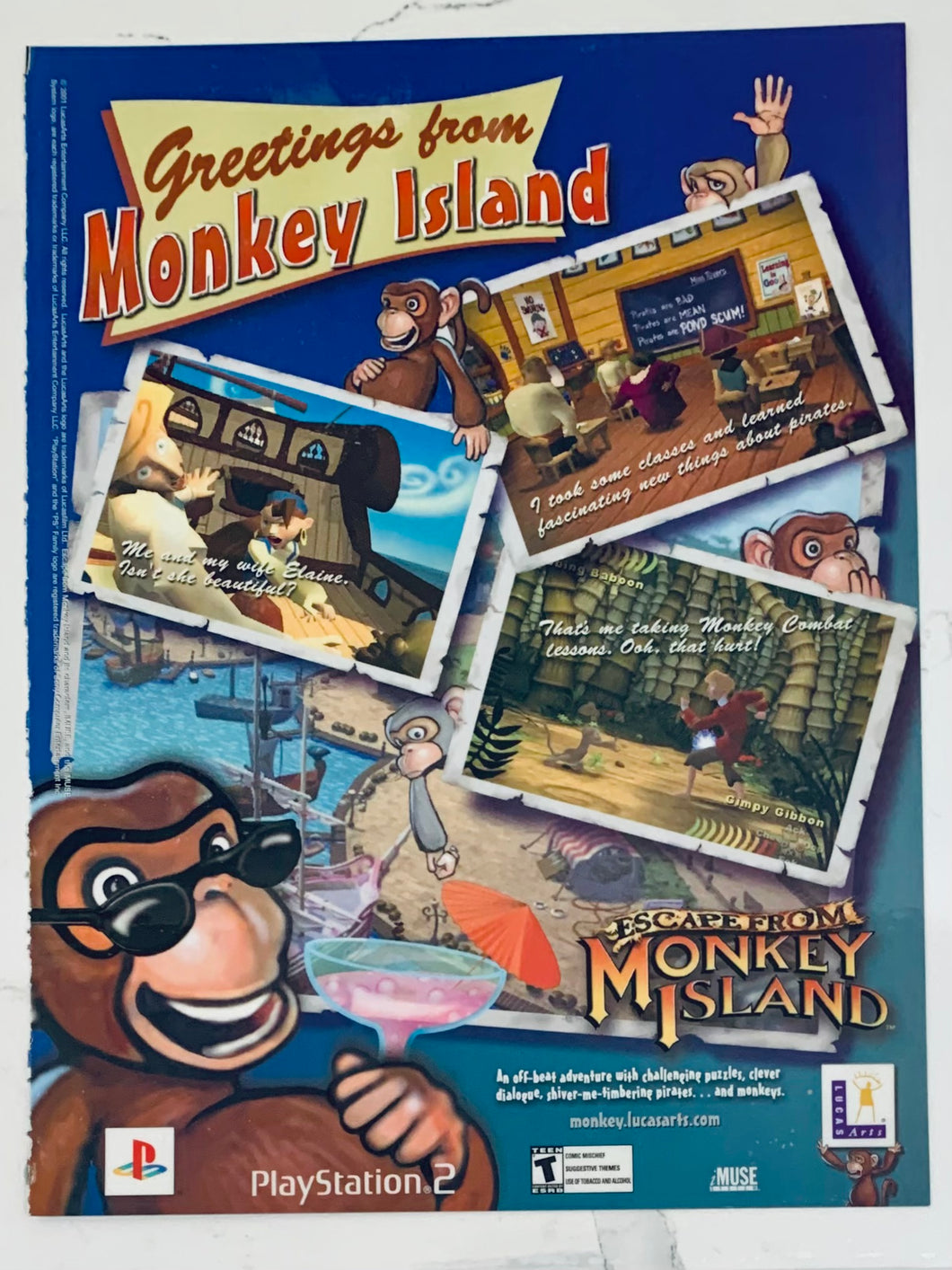 Escape from Monkey Island - PS2 - Original Vintage Advertisement - Print Ads - Laminated A4 Poster