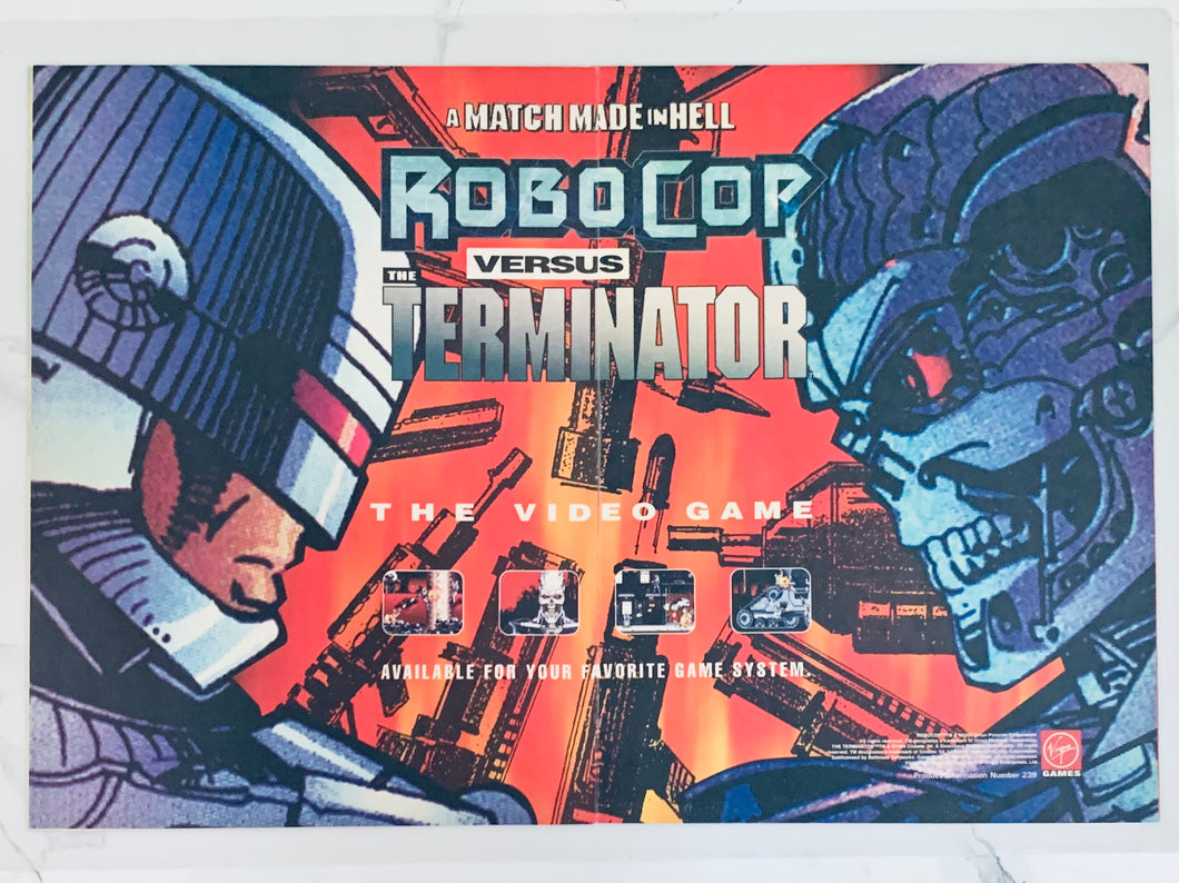 Robocop Versus The Terminator - SNES / Genesis - Original Vintage Advertisement - Print Ads - Laminated A3 Poster