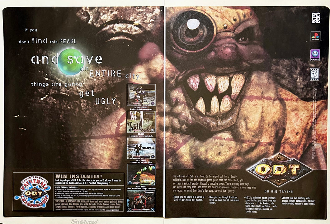 O.D.T. - PlayStation - Original Vintage Advertisement - Print Ads - Laminated A3 Poster