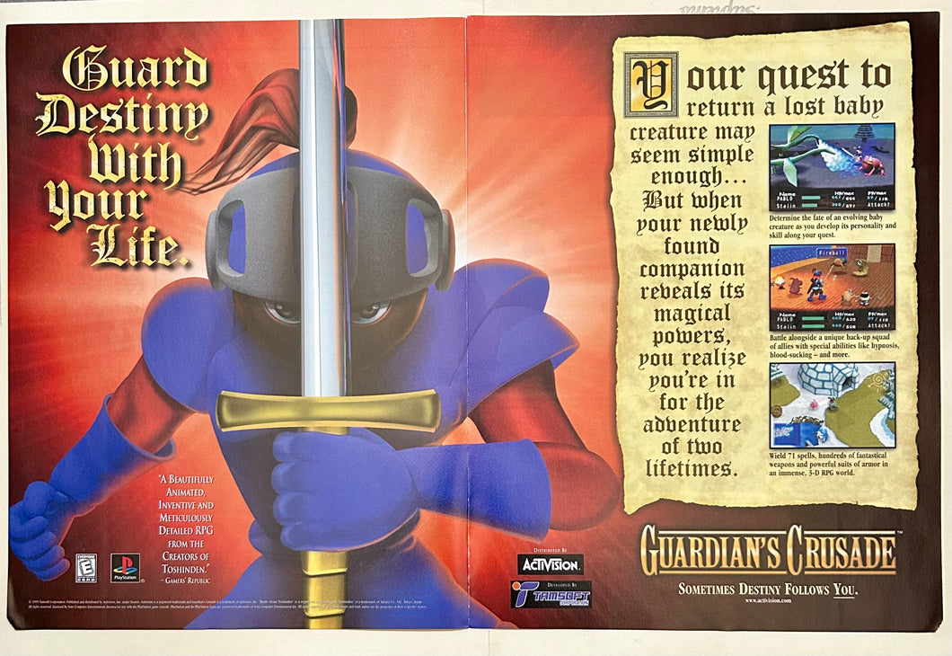 Guardian’s Crusade - PlayStation - Original Vintage Advertisement - Print Ads - Laminated A3 Poster