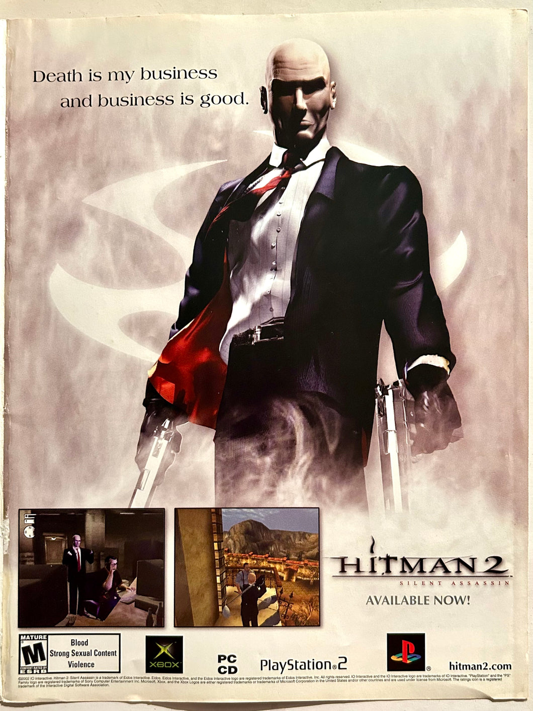 Hitman 2: Silent Assassin - PS2 Xbox PC - Original Vintage Advertisement - Print Ads - Laminated A4 Poster