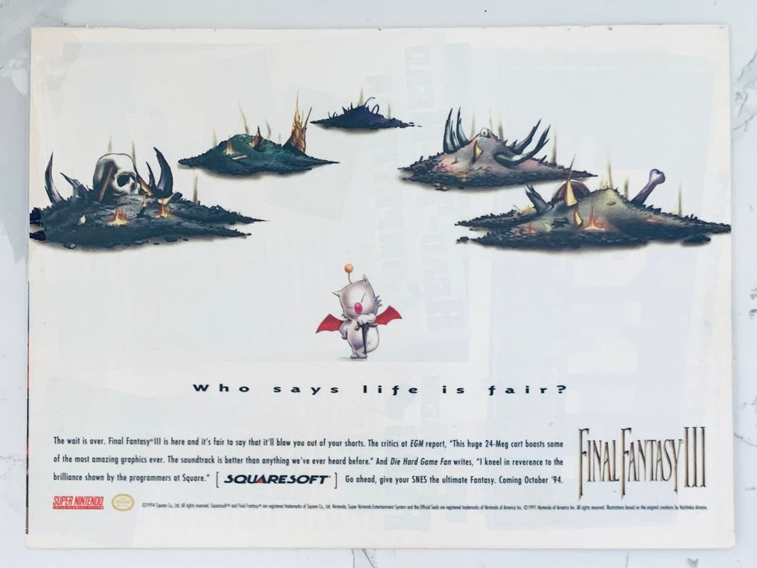 Final Fantasy III - SNES - Original Vintage Advertisement - Print Ads - Laminated A4 Poster
