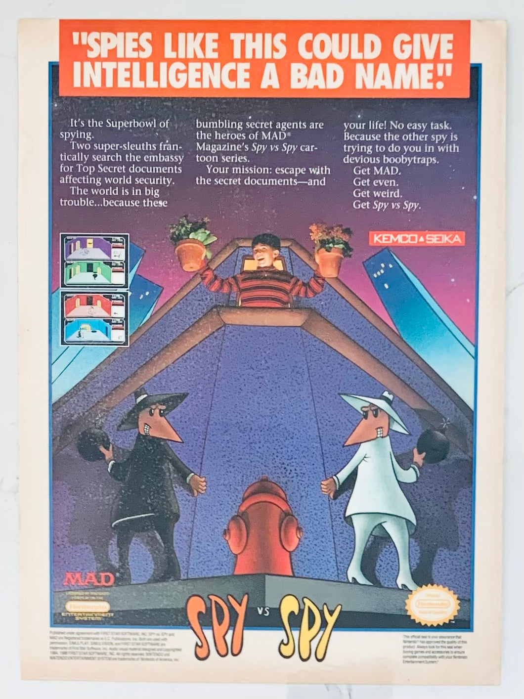 Spy Vs. Spy - NES - Original Vintage Advertisement - Print Ads - Laminated A4 Poster