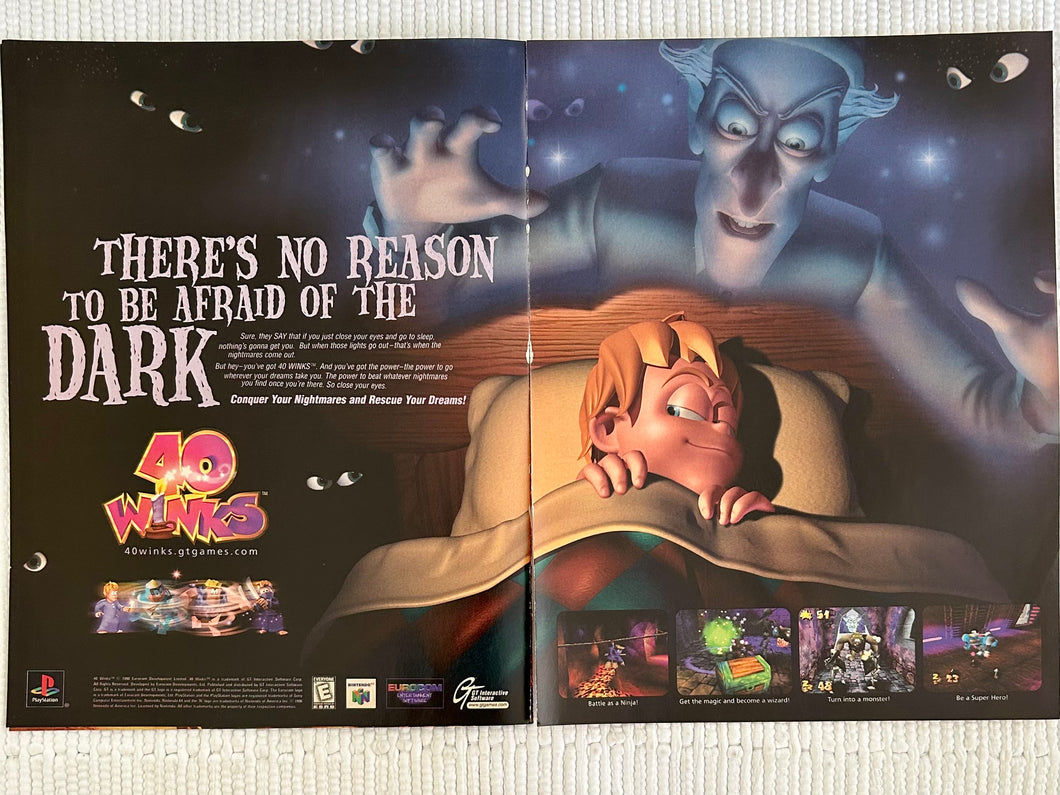 40 Winks - PlayStation N64 - Original Vintage Advertisement - Print Ads - Laminated A3 Poster