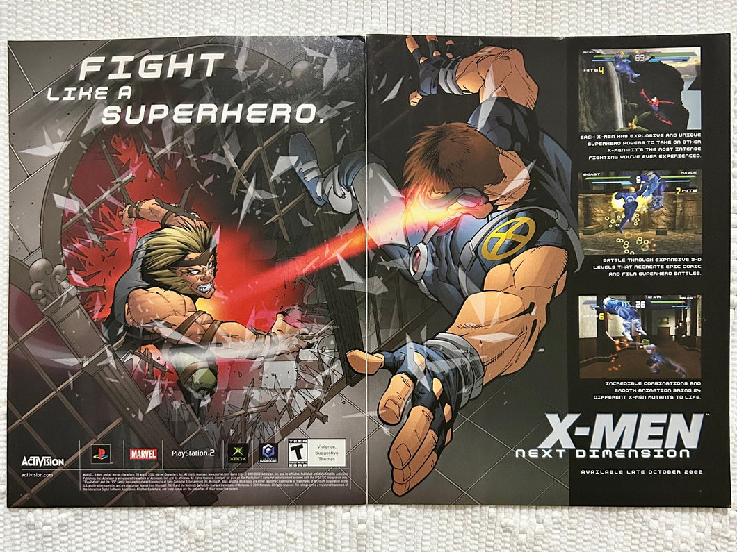 X-Men: Next Dimension - PS2 Xbox NGC - Original Vintage Advertisement - Print Ads - Laminated A3 Poster