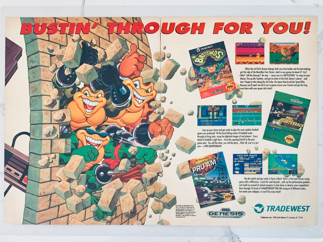 Battletoads / Tradewest - Genesis - Original Vintage Advertisement - Print Ads - Laminated A3 Poster