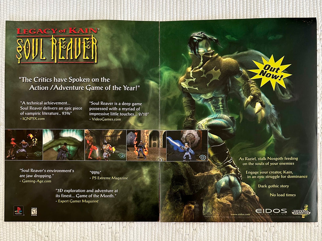 Legacy of Kain: Soul Reaver - PlayStation - Original Vintage Advertisement - Print Ads - Laminated A3 Poster