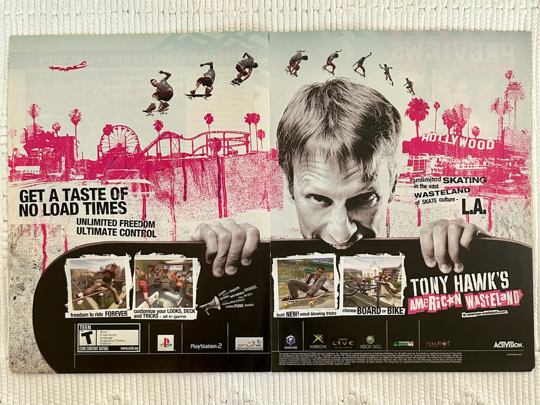 Tony Hawk's American Wasteland - PS2 NGC Xbox 360 - Original Vintage Advertisement - Print Ads - Laminated A3 Poster