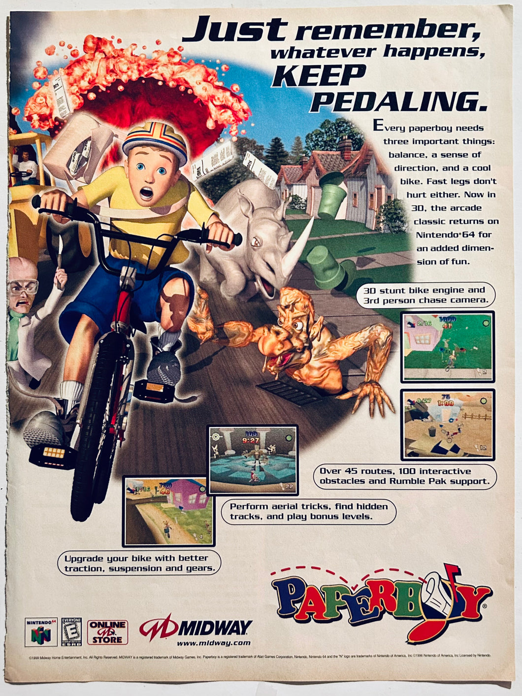 Paperboy - N64 - Original Vintage Advertisement - Print Ads - Laminated A4 Poster