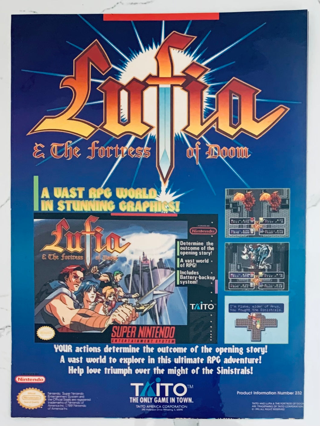 Lufia & the Fortress of Doom - SNES - Original Vintage Advertisement - Print Ads - Laminated A4 Poster