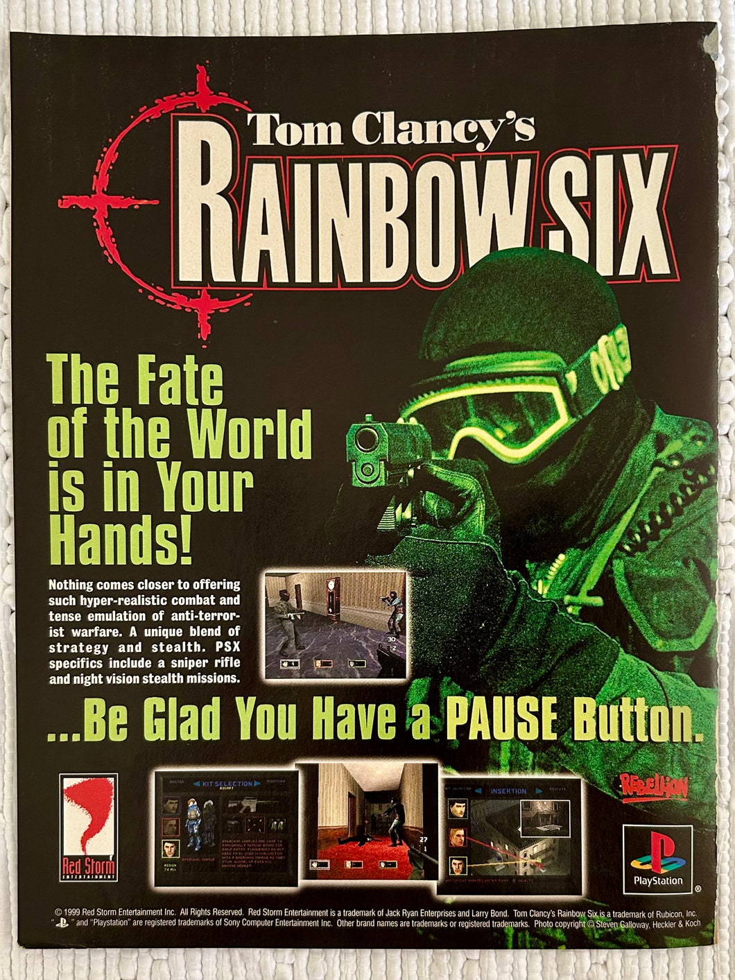 Tom Clancy’s Rainbow Six - PlayStation - Original Vintage Advertisement - Print Ads - Laminated A4 Poster