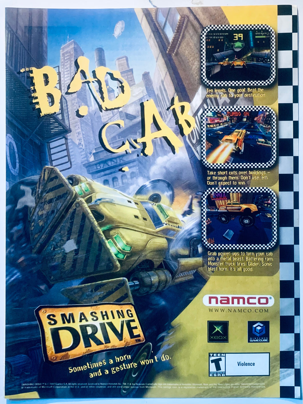 Smashing Drive - Xbox NGC - Original Vintage Advertisement - Print Ads - Laminated A4 Poster