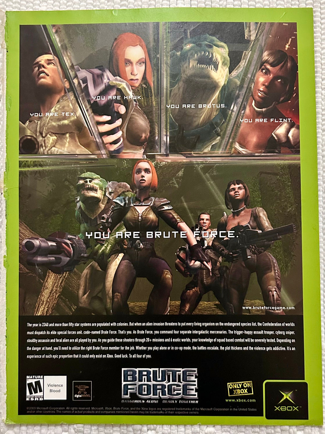 Brute Force - Xbox - Original Vintage Advertisement - Print Ads - Laminated A4 Poster