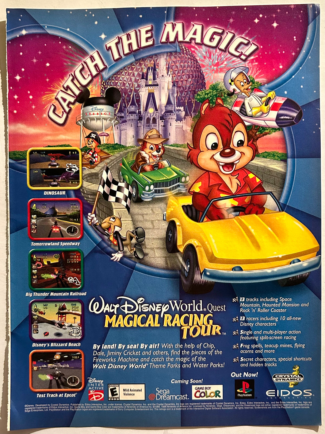 Walt Disney World Quest: Magical Racing Tour - PlayStation DC GBC - Original Vintage Advertisement - Print Ads - Laminated A4 Poster