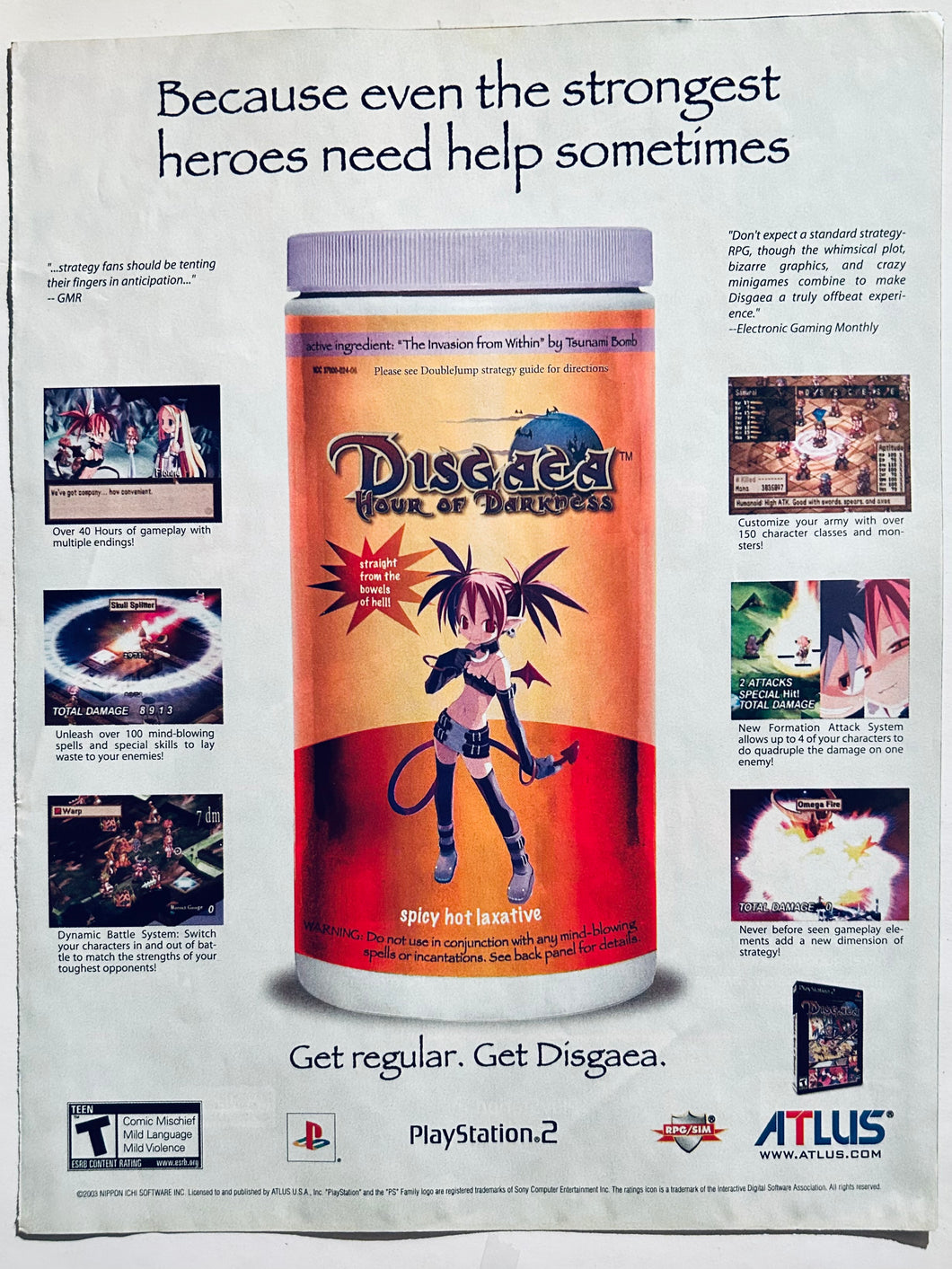 Disgaea: Hour of Darkness - PS2 - Original Vintage Advertisement - Print Ads - Laminated A4 Poster