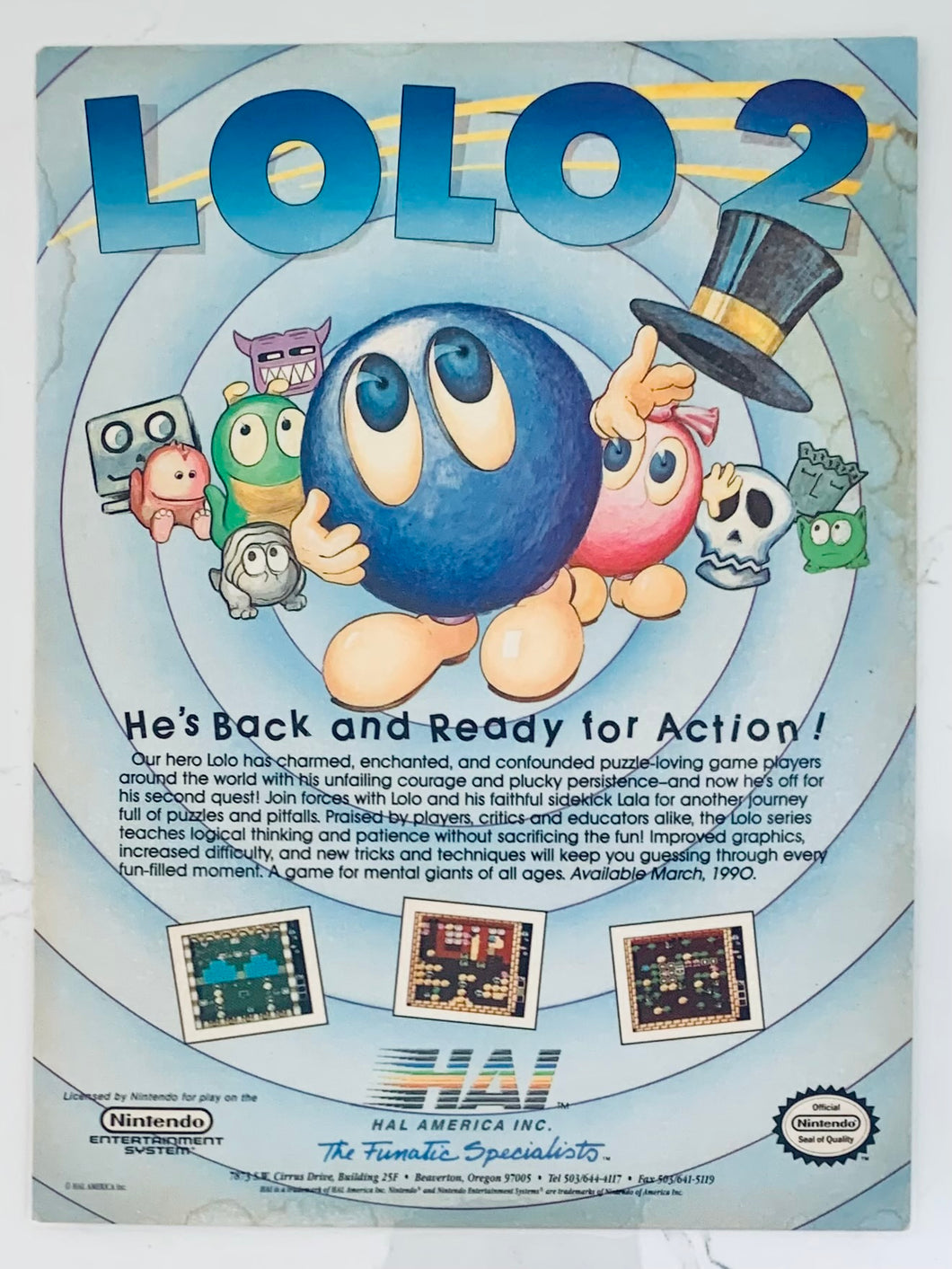 Lolo 2 - Nintendo NES - Original Vintage Advertisement - Print Ads - Laminated A4 Poster