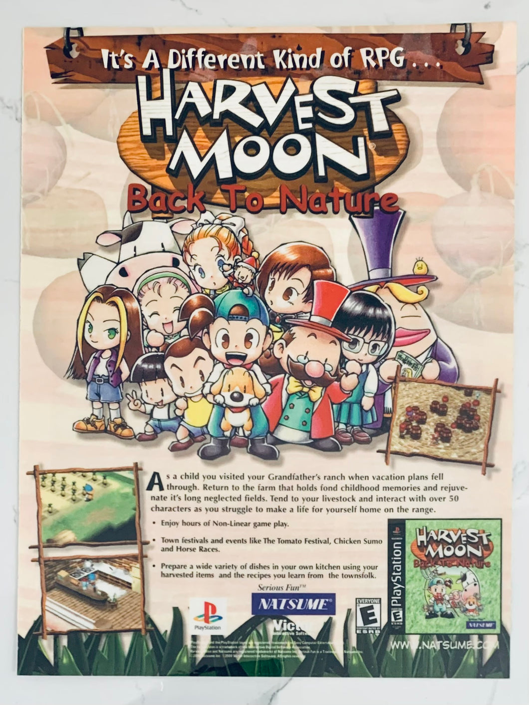 Harvest Moon: Back to Nature - PlayStation - Original Vintage Advertisement - Print Ads - Laminated A4 Poster