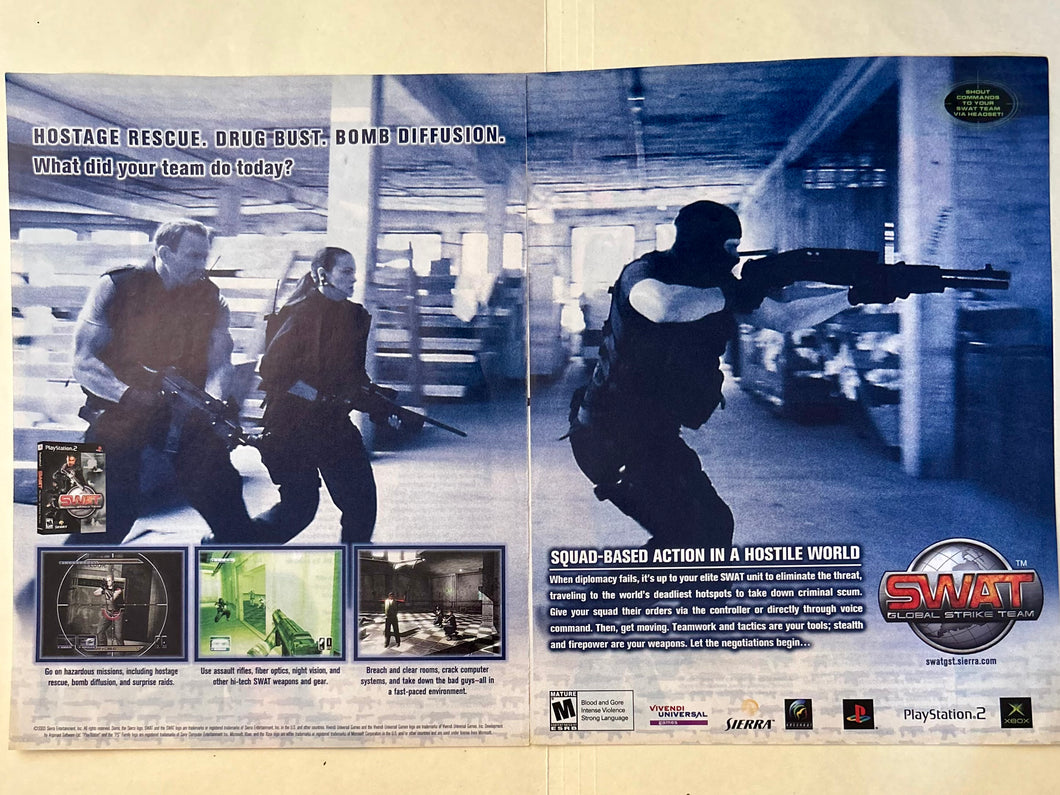 SWAT: Global Strike Team - PS2 Xbox - Original Vintage Advertisement - Print Ads - Laminated A3 Poster