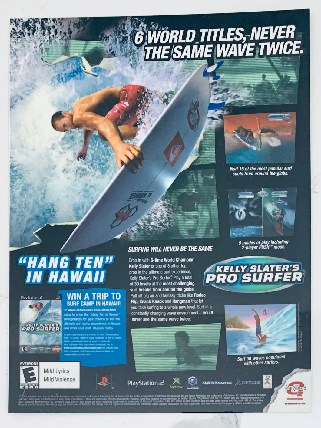 Kelly Slater’s Pro Surfer - PS2 NGC Xbox GBA - Original Vintage Advertisement - Print Ads - Laminated A4 Poster