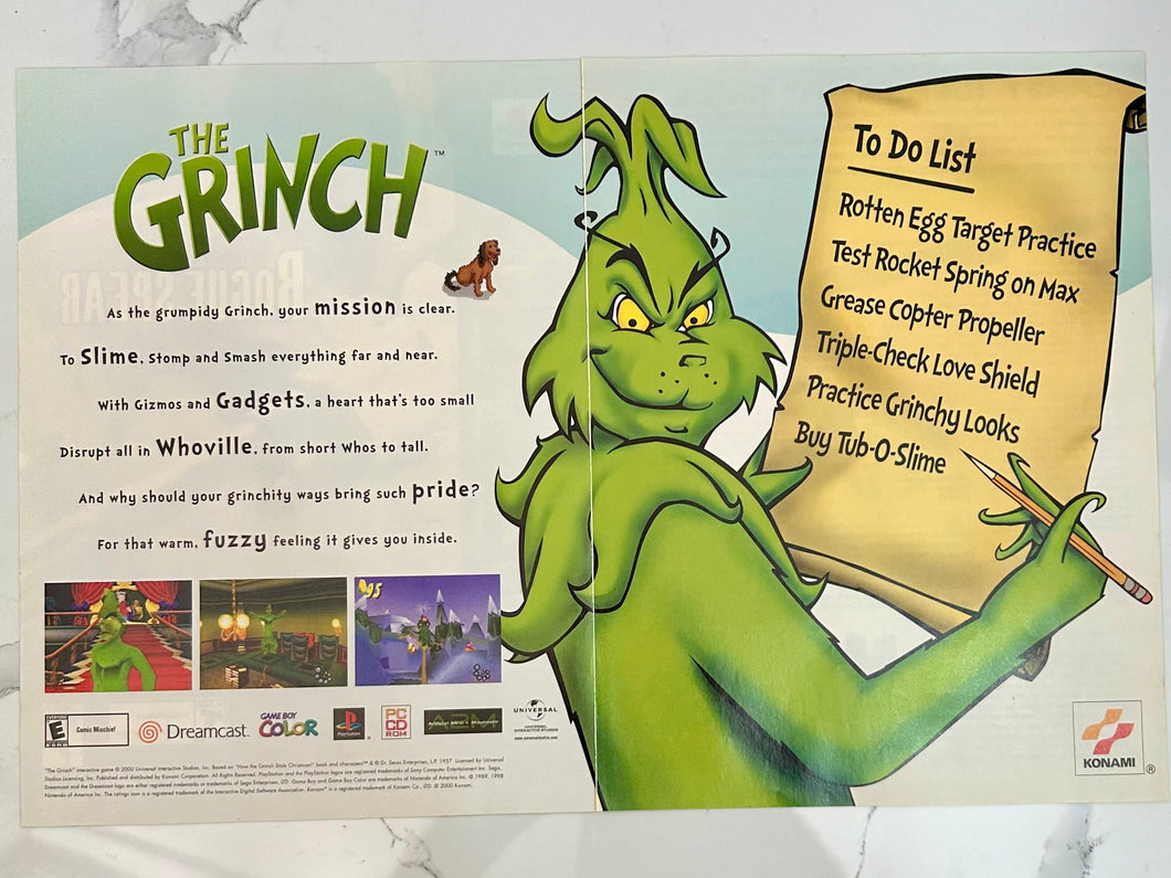The Grinch - Dreamcast PS1 GBC PC - Original Vintage Advertisement - Print Ads - Laminated A3 Poster