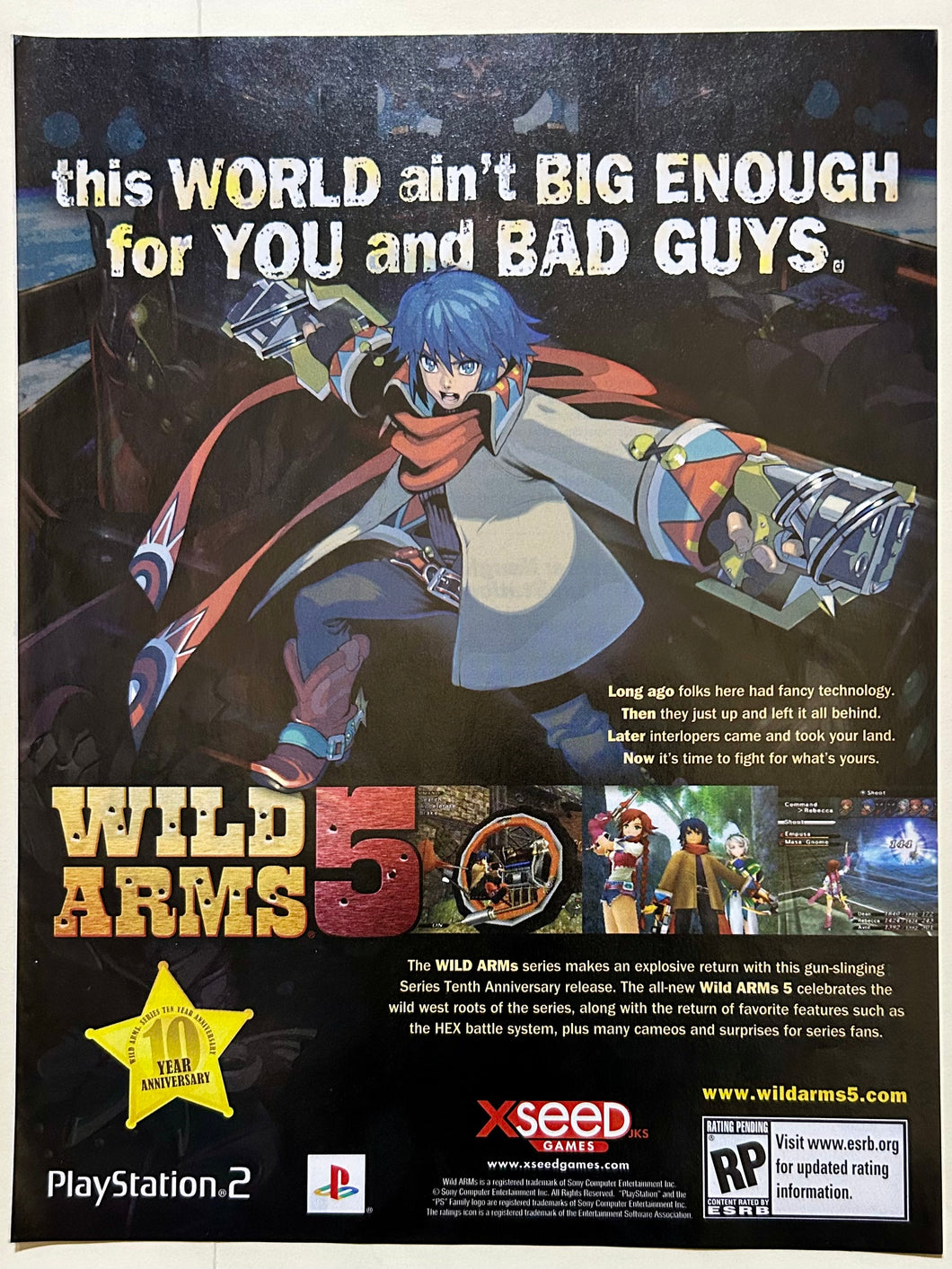 Wild Arms 5 - PS2 - Original Vintage Advertisement - Print Ads - Laminated A4 Poster