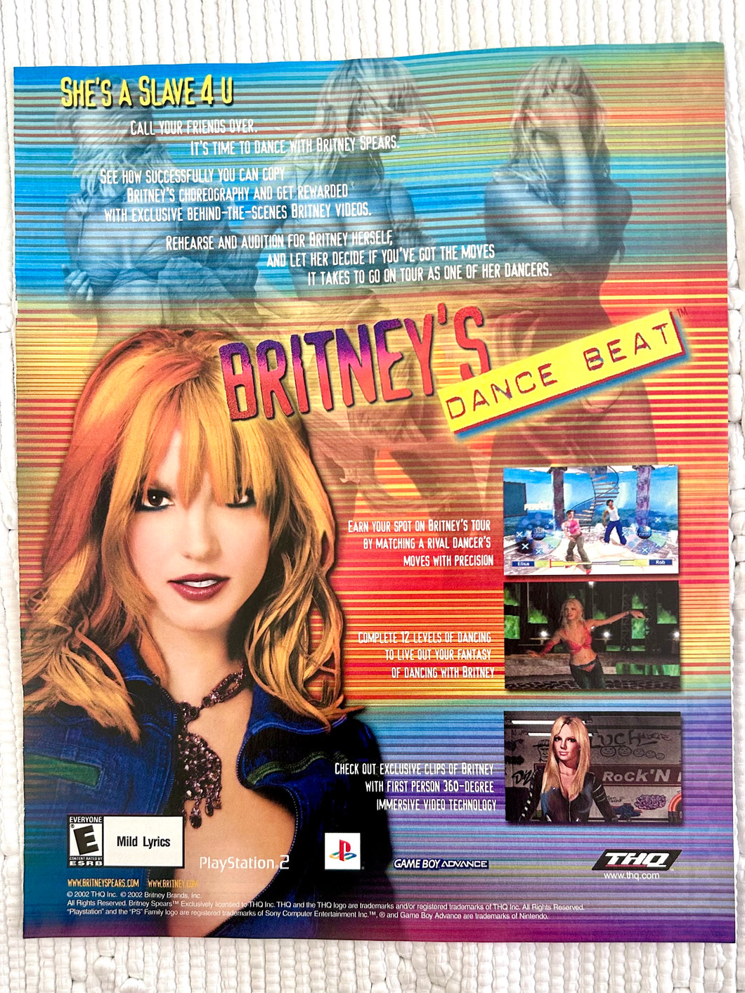 Britney's Dance Beat - PS2 GBA - Original Vintage Advertisement - Print Ads - Laminated A4 Poster
