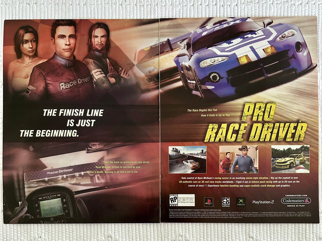 Pro Race Driver - PS2 Xbox PC - Original Vintage Advertisement - Print Ads - Laminated A3 Poster