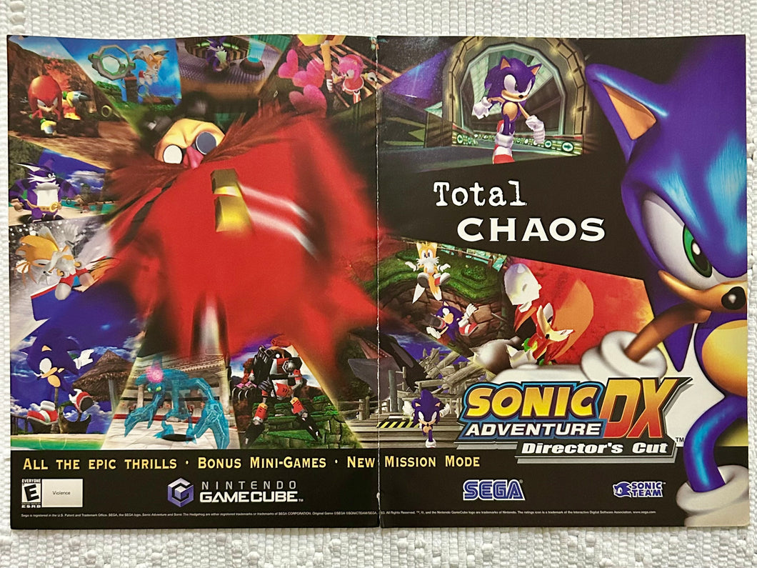 Sonic Adventure DX: Director's Cut - NGC - Original Vintage Advertisement - Print Ads - Laminated A3 Poster