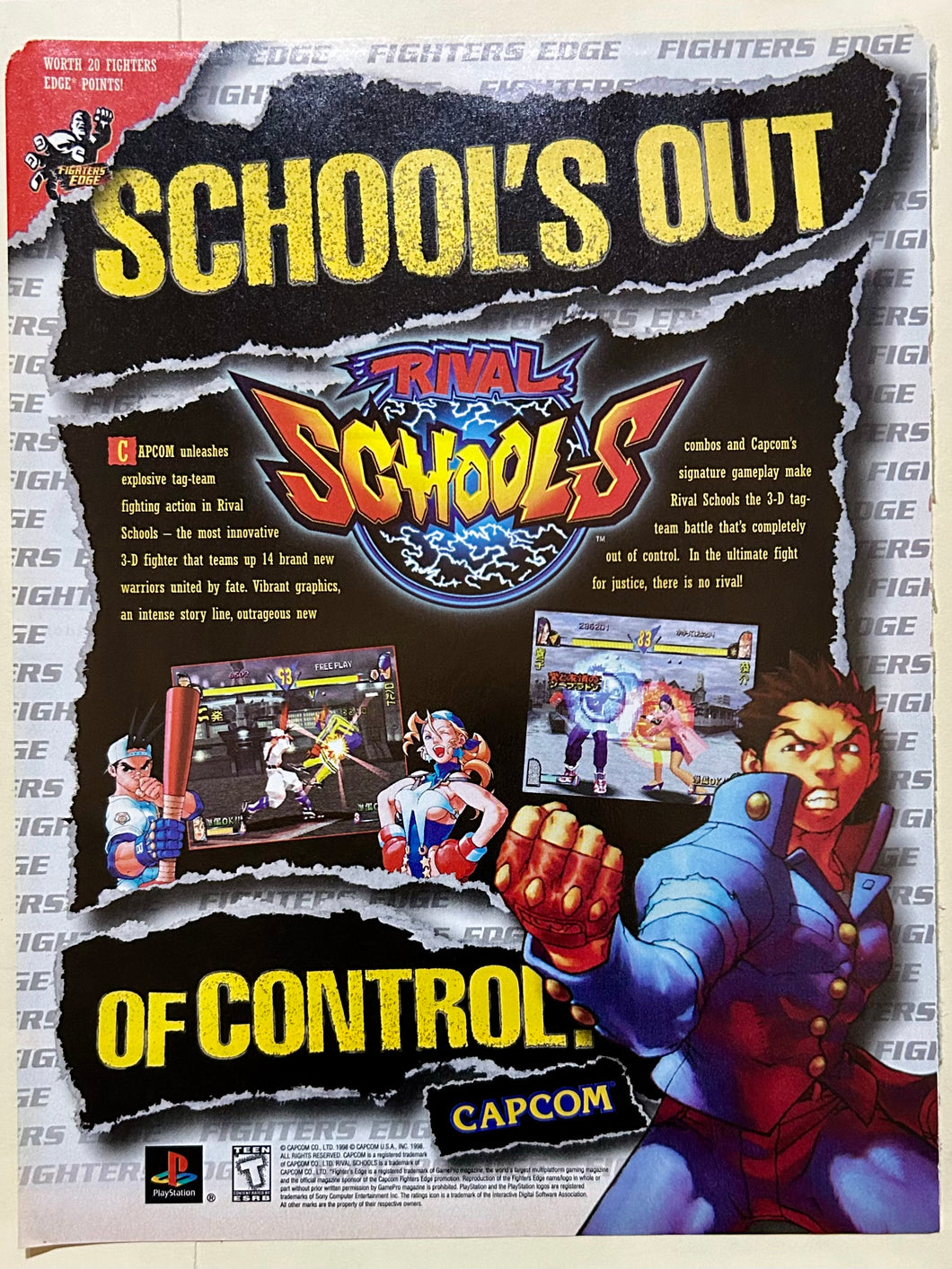 Rival Schools - PlayStation - Original Vintage Advertisement - Print Ads - Laminated A4 Poster