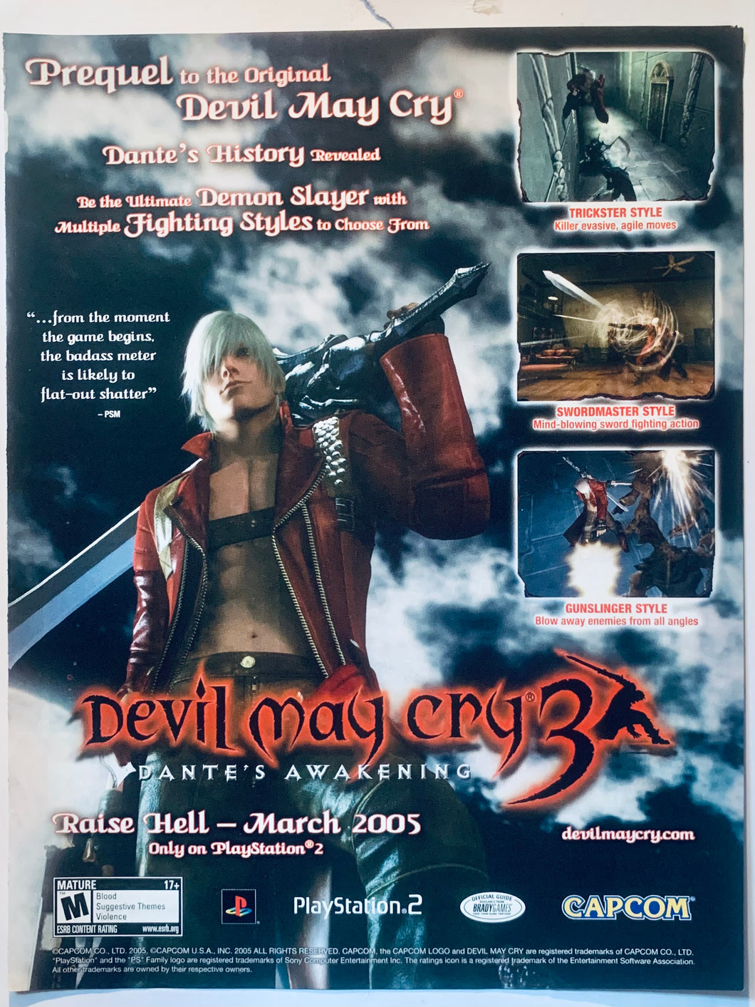 Devil May Cry 3: Dante’s Awakening - PS2 - Original Vintage Advertisement - Print Ads - Laminated A4 Poster