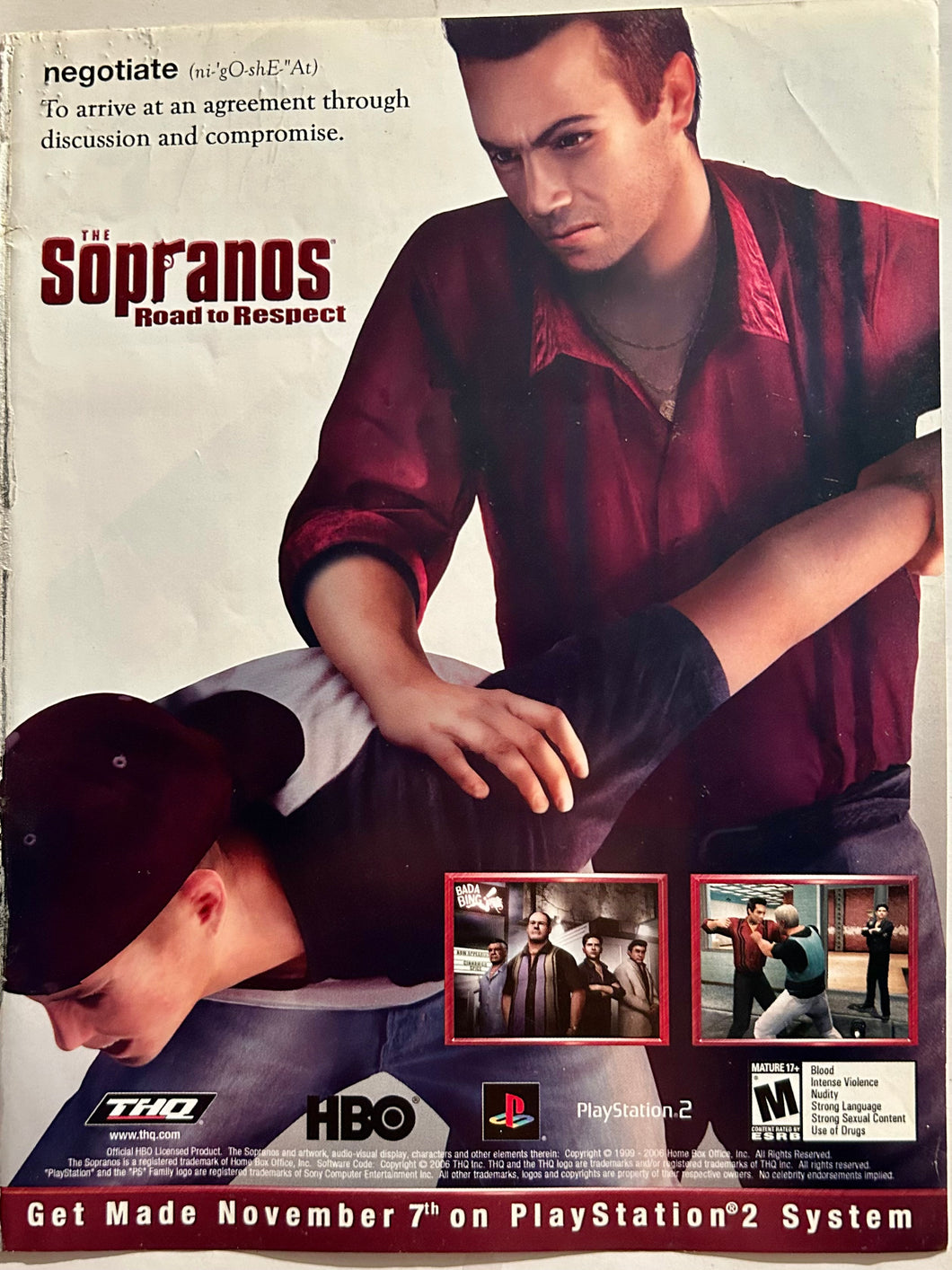 The Sopranos: Road to Respect - PS2 - Original Vintage Advertisement - Print Ads - Laminated A4 Poster