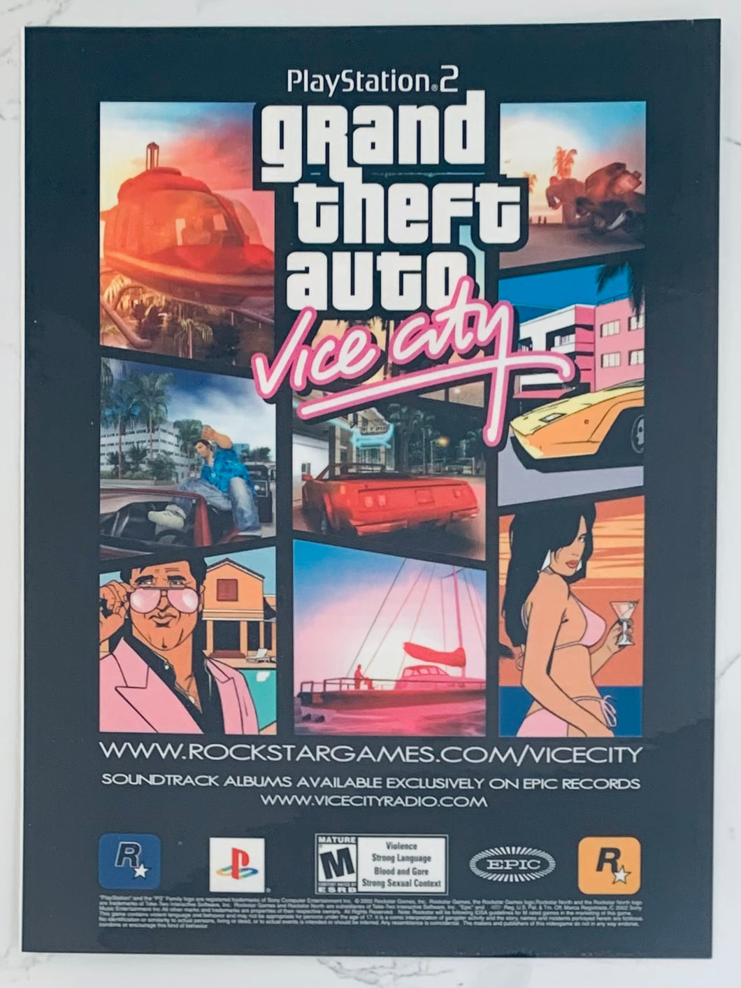 Grand Theft Auto: Vice City - PS2 - Original Vintage Advertisement - Print Ads - Laminated A4 Poster