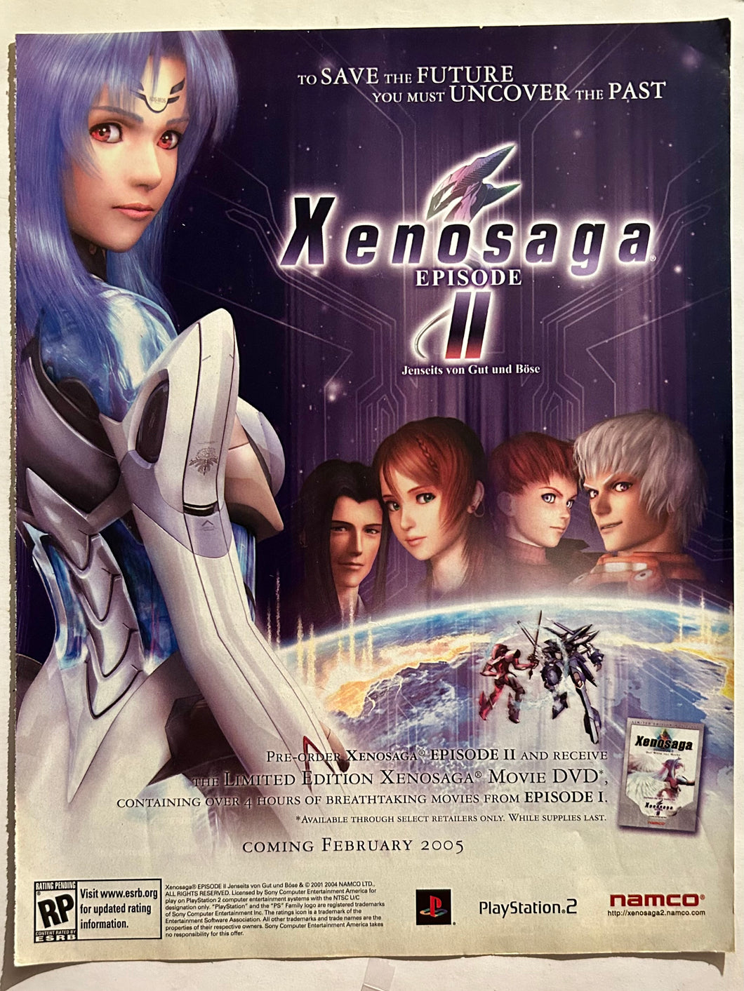 Xenosaga Episode II - PS2 - Original Vintage Advertisement - Print Ads - Laminated A4 Poster