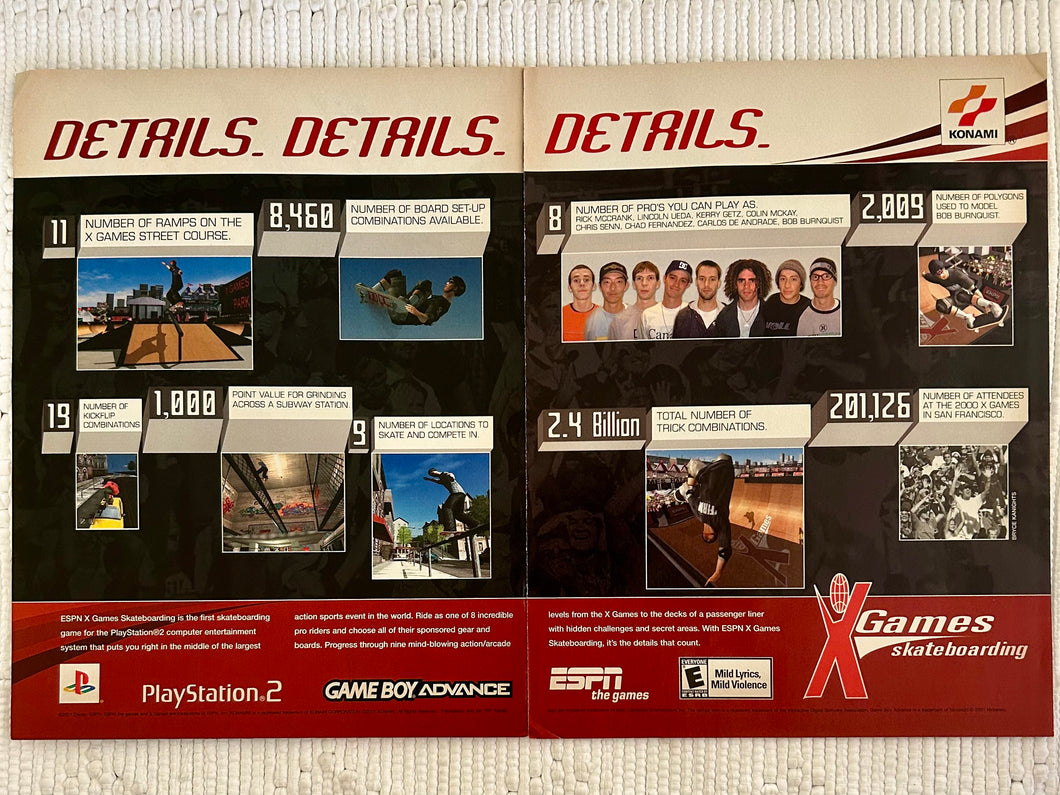 ESPN X Games Skateboarding - PS2 GBA - Original Vintage Advertisement - Print Ads - Laminated A3 Poster