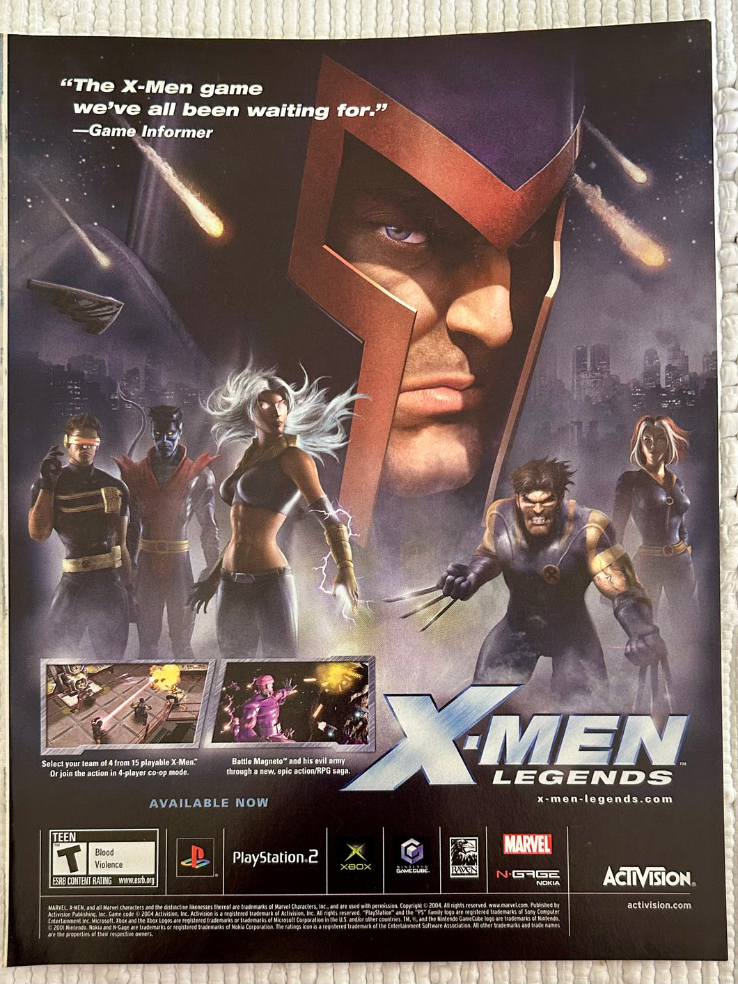X-Men Legends - PS2 NGC Xbox - Original Vintage Advertisement - Print Ads - Laminated A4 Poster
