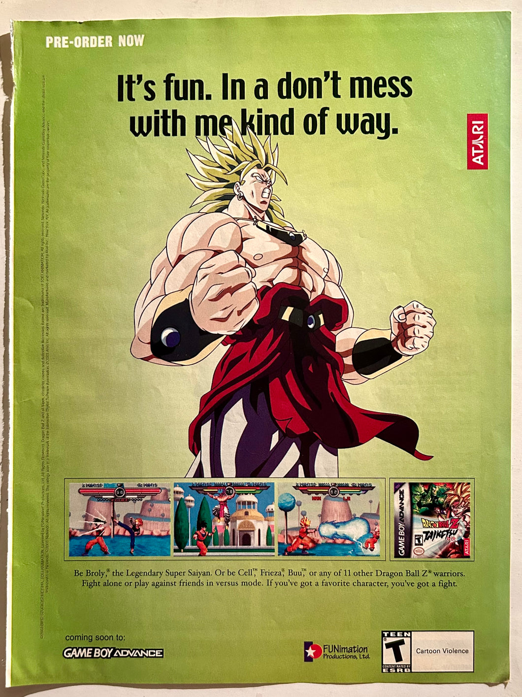 Dragon Ball Z: Taiketsu - GBA - Original Vintage Advertisement - Print Ads - Laminated A4 Poster