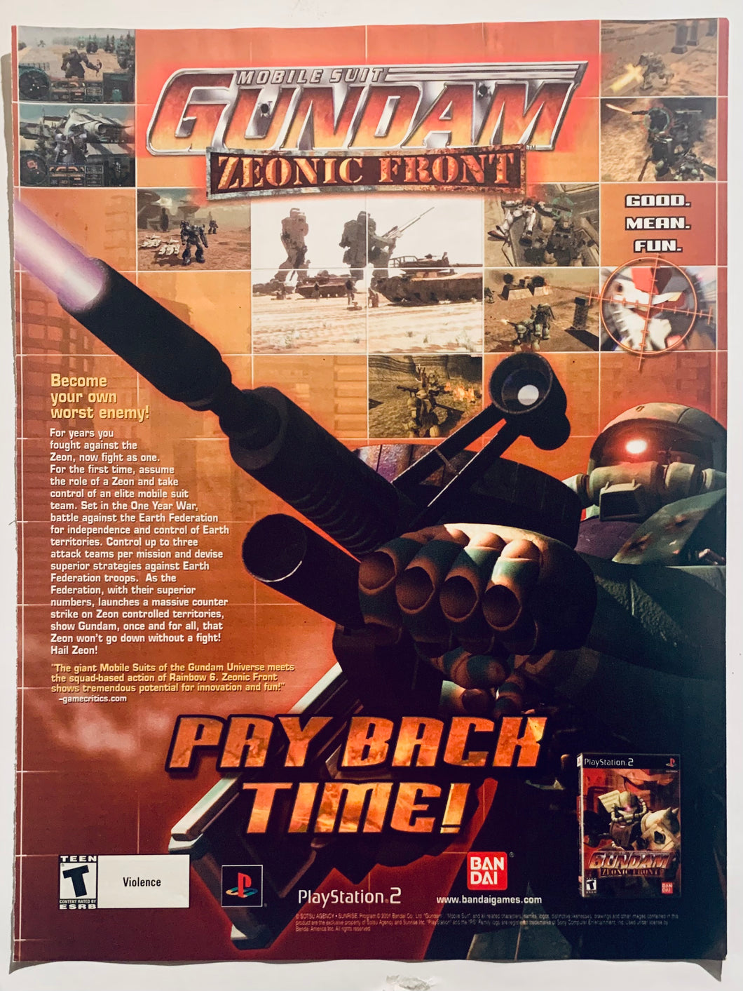 Mobile Suit Gundam: Zeonic Force - PS2 - Original Vintage Advertisement - Print Ads - Laminated A4 Poster