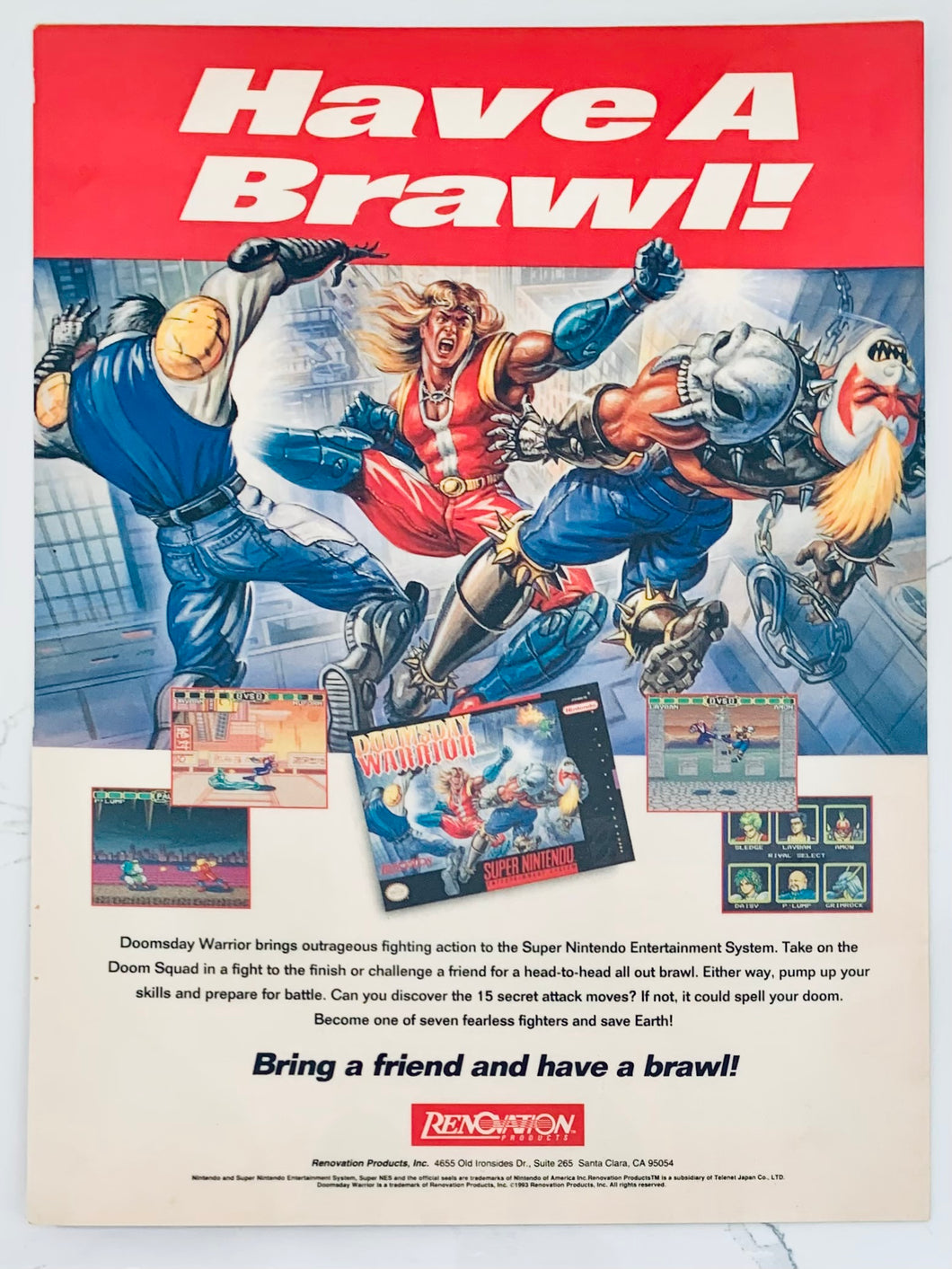 Doomsday Warrior - SNES - Original Vintage Advertisement - Print Ads - Laminated A4 Poster