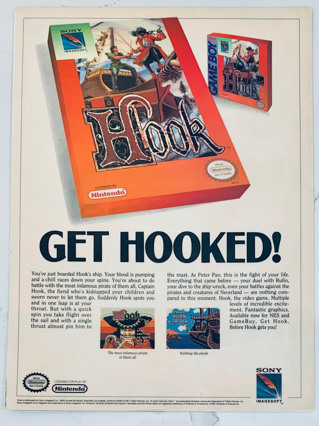 Hook - NES GB - Original Vintage Advertisement - Print Ads - Laminated A4 Poster