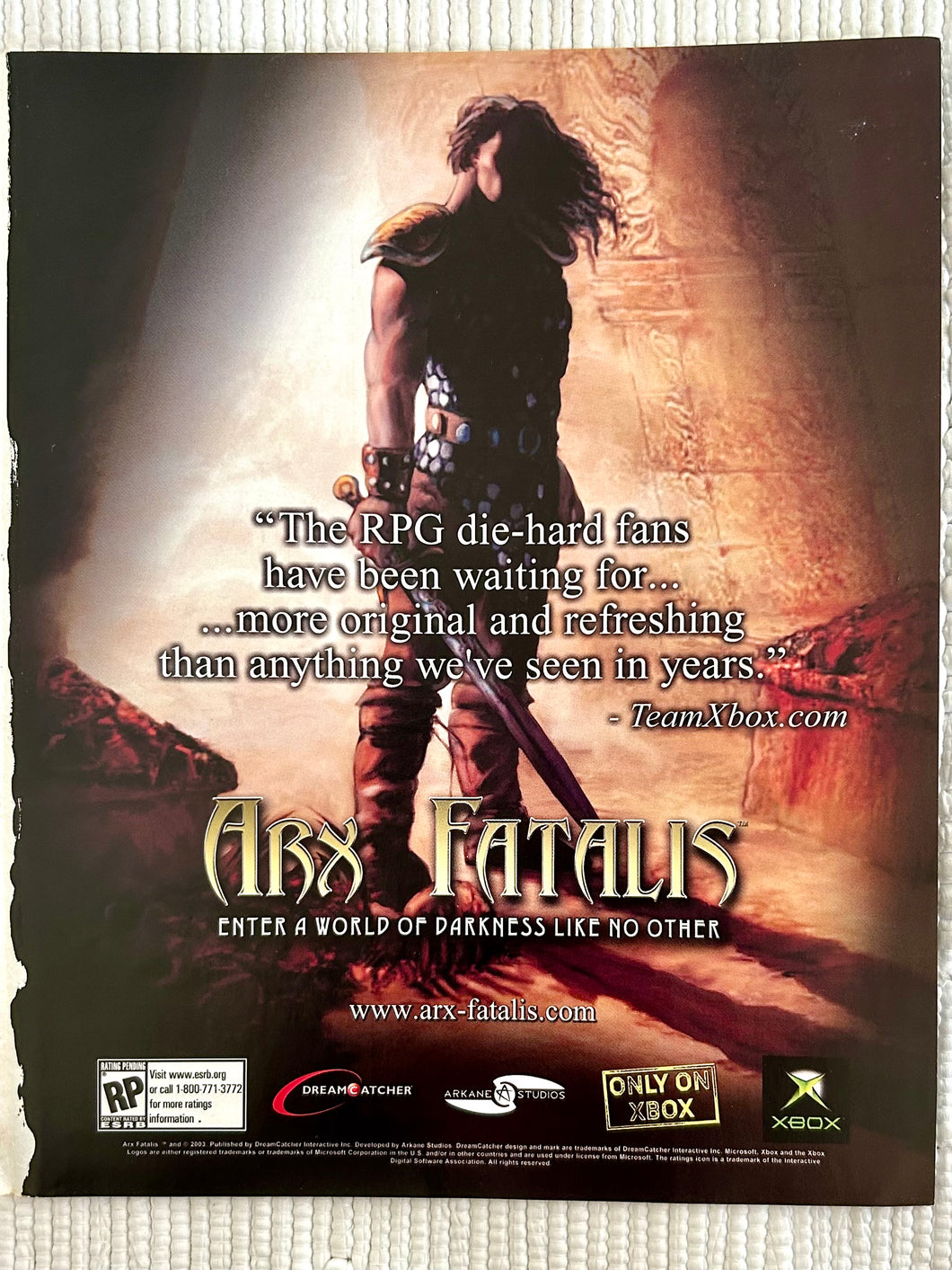 Arx Fatalis - Xbox - Original Vintage Advertisement - Print Ads - Laminated A4 Poster