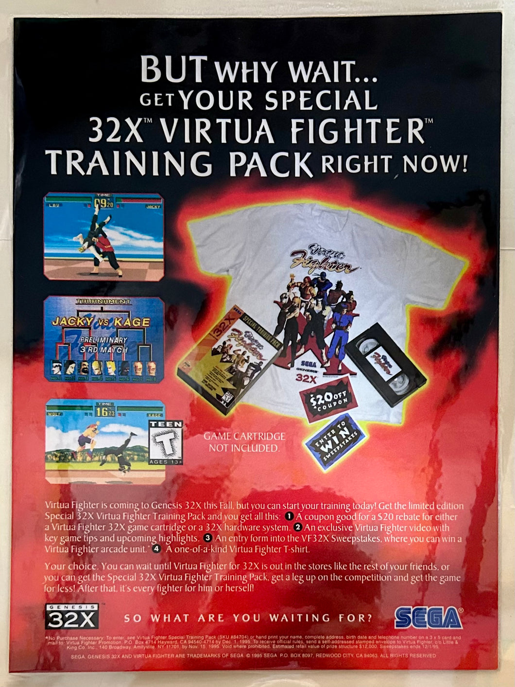 Virtua Fighter - SEGA 32X - Original Vintage Advertisement - Print Ads - Laminated A4 Poster